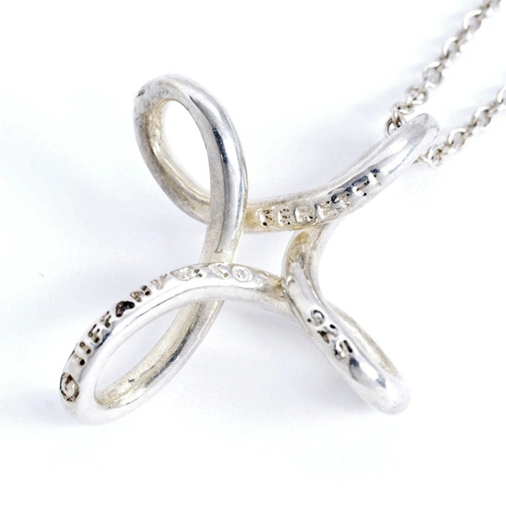 Tiffany Co Elsa Peretti Open Cross Pendant Necklace Silver